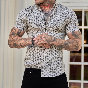 Men's slim fit short sleeve printed shirt HE1511-04-01