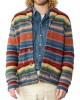 Men's Vintage Rainbow Colorblock Jacquard Lapel Cardigan 50270487Y