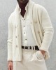 Men's Casual Solid Color Lapel Double Breasted Knitted Cardigan 94737821M