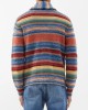 Men's Vintage Rainbow Colorblock Jacquard Lapel Cardigan 50270487Y