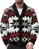 Men's Vintage Christmas Jacquard Lapel Single Breasted Knit Cardigan 66875790M