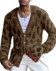 Men's Vintage Leopard V-Neck Single-Breasted Cardigan 03568715Y