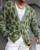 Men's Vintage Leopard V-Neck Single-Breasted Cardigan 03568715Y