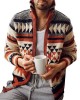 Men's Geometric Zip Cardigan Sweater Jacket 10367556X