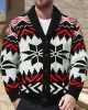 Men's Vintage Christmas Jacquard Lapel Single Breasted Knit Cardigan 66875790M